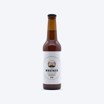 Sticlă de bere artizanală Mustață de Bere IPA, 330ml, bere craft cu caracter puternic și final persistent