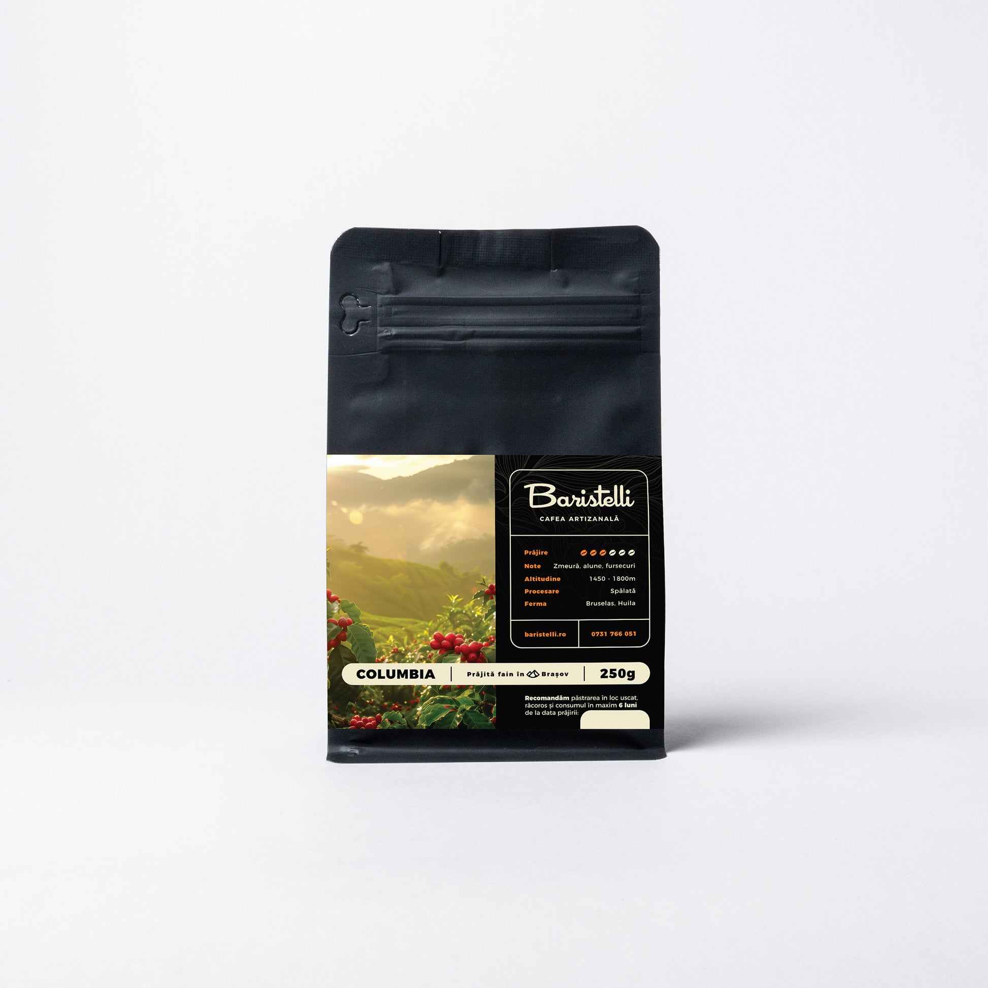 Columbia, Bruselas - Baristelli, Cafea de specialitate Baristelli, Columbia Bruselas, 100% Arabica, prăjire medie