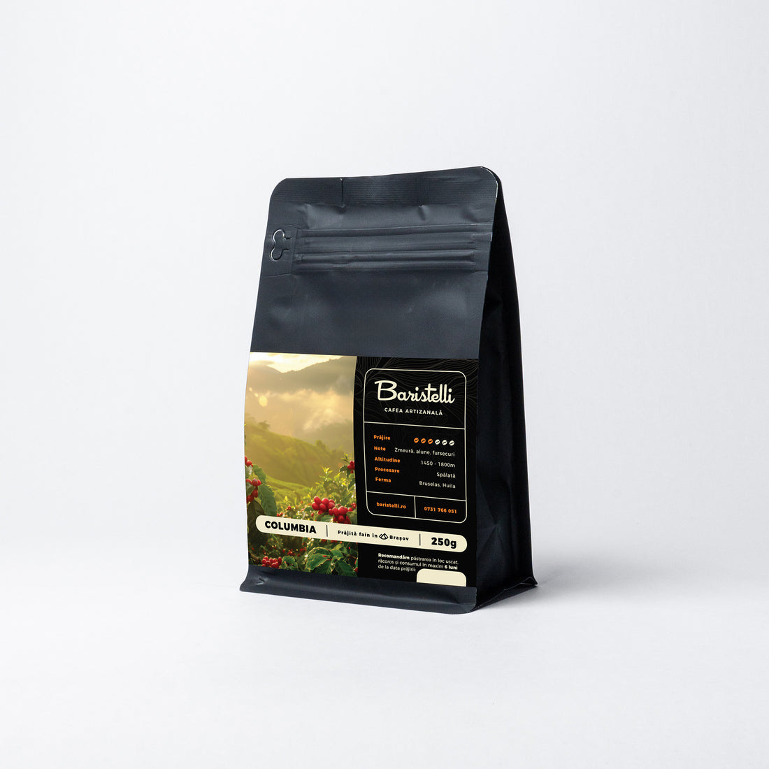 Columbia, Bruselas - Baristelli, Cafea de specialitate Baristelli, Columbia Bruselas, 100% Arabica, prăjire medie