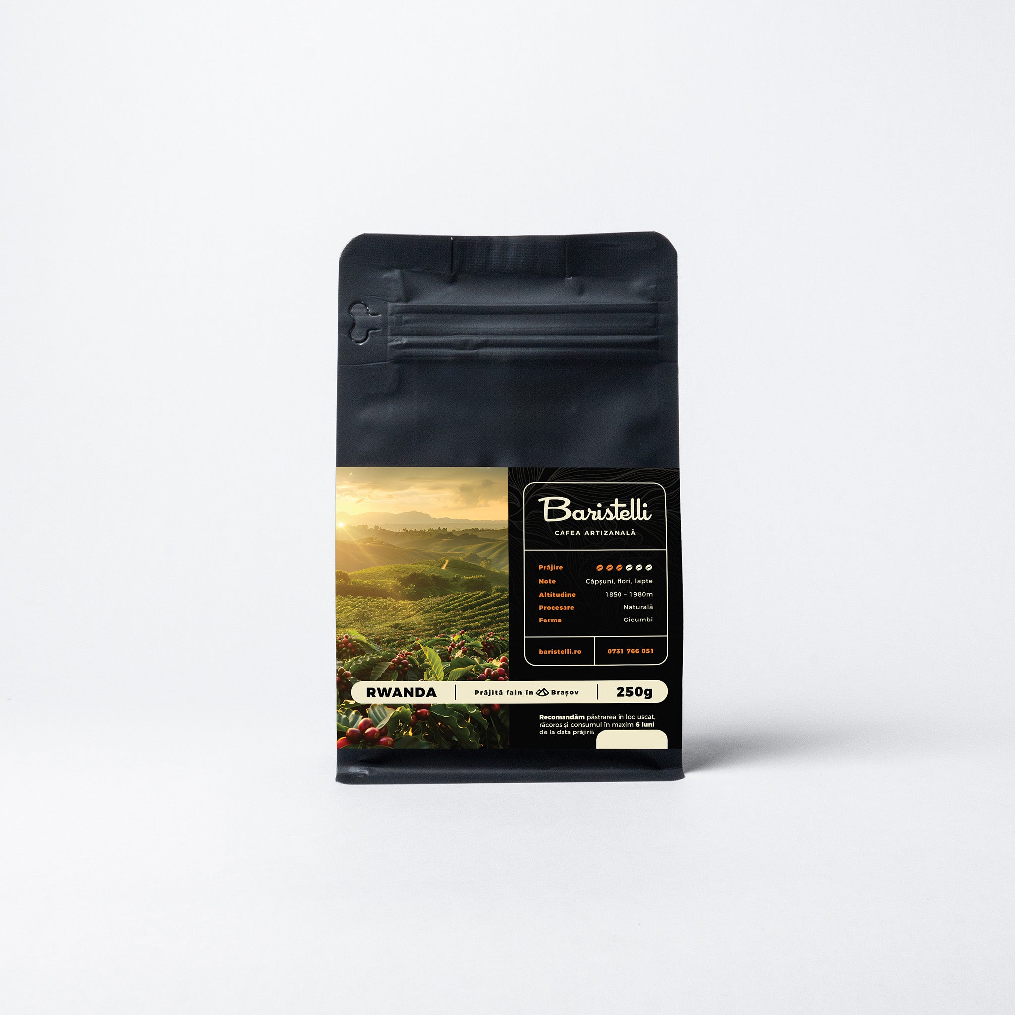 Rwanda, Gicumbi - Baristelli cafea de specialitate Baristelli, boabe 100% Arabica, prăjită mediu