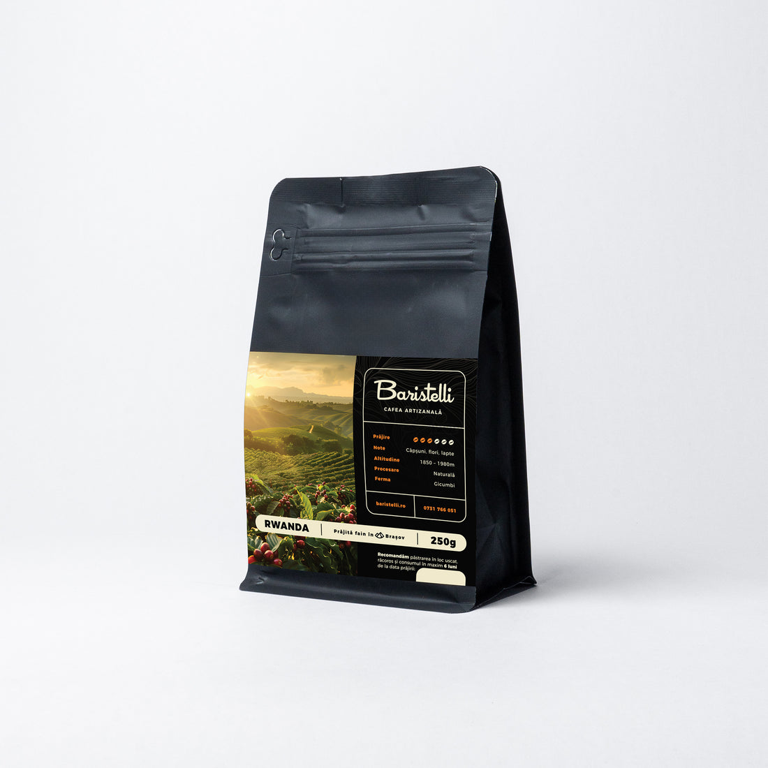 Rwanda, Gicumbi - Baristelli cafea de specialitate Baristelli, boabe 100% Arabica, prăjită mediu