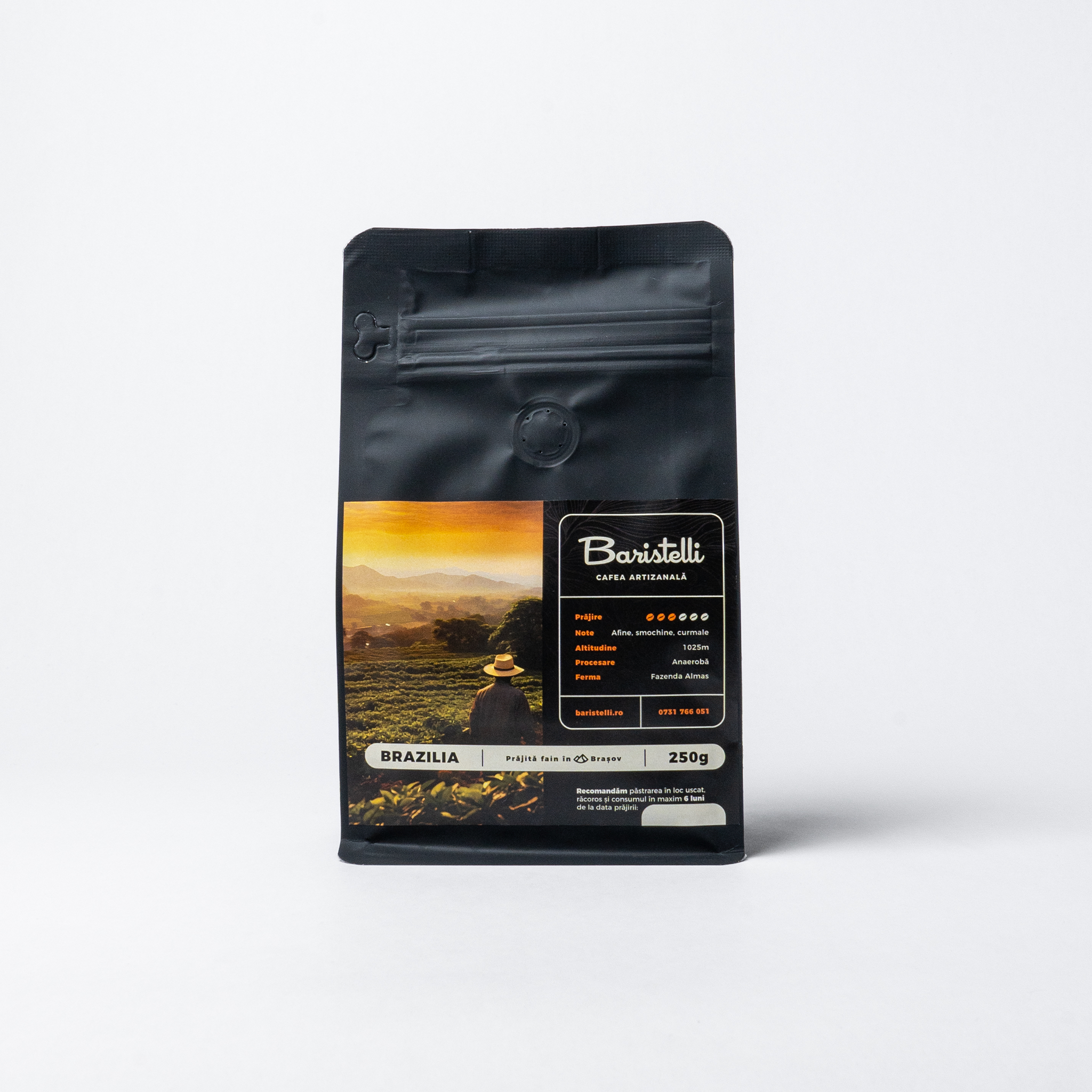 Cafea boabe, Baristelli, Origine Brazilia, 250g