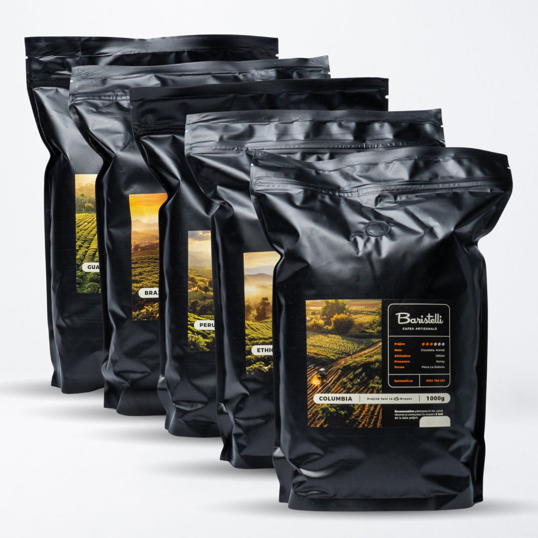 Pachet PROMO Cafea Boabe, Baristelli, 5 Origini Diferite, 5x 1kg