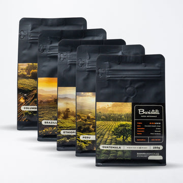 Pachet PROMO Cafea Boabe, Baristelli, 5 Origini Diferite, 5x 250g