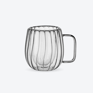 Cană cappuccino/ceai, sticlă dublă cu model, 230ml