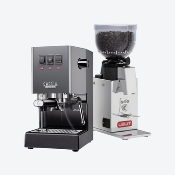 Pachet: aparat GAGGIA Classic E24 Gri + râșniță LELIT Fred PL043MMI