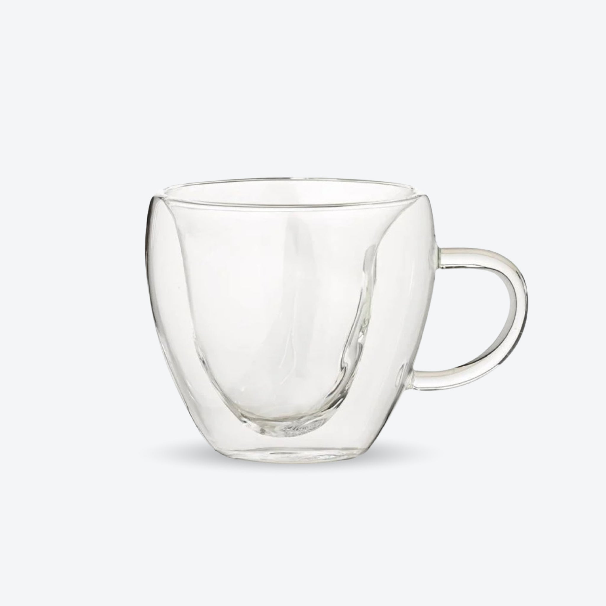 Cană latte/ceai, formă inimă, sticlă dublă, 240ml