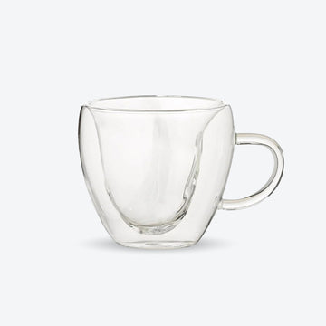 Cană latte/ceai, formă inimă, sticlă dublă, 240ml