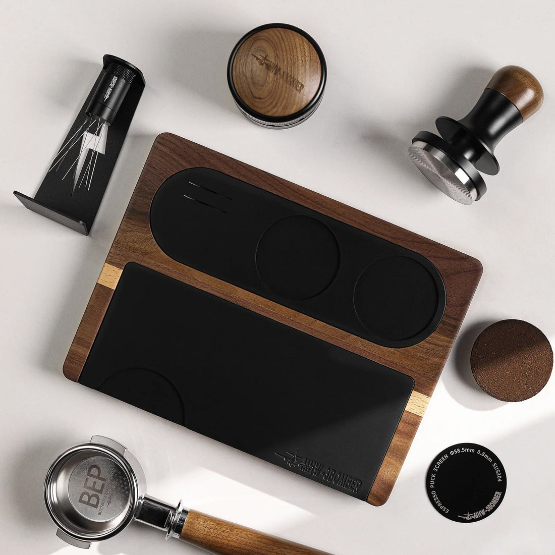 MHW - 3BOMBER, bază de tampare din lemn de nuc - Baristelli - MHW - 3BOMBER